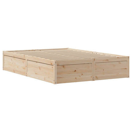 sengeramme med sengegavl 135x190 cm massivt fyrretræ hvid