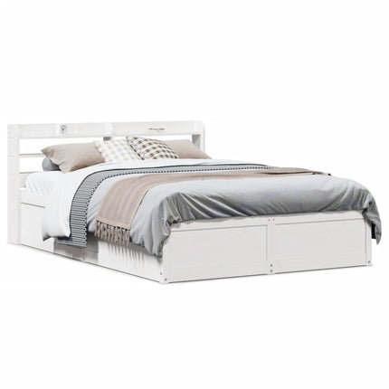 sengeramme med sengegavl135x190 cm massivt fyrretræ hvid