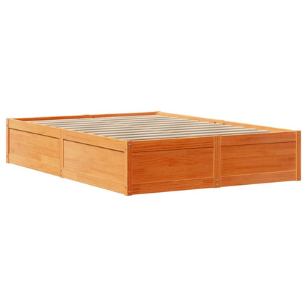 sengeramme med sengegavl 120x190 cm massivt fyrretræ gyldenbrun