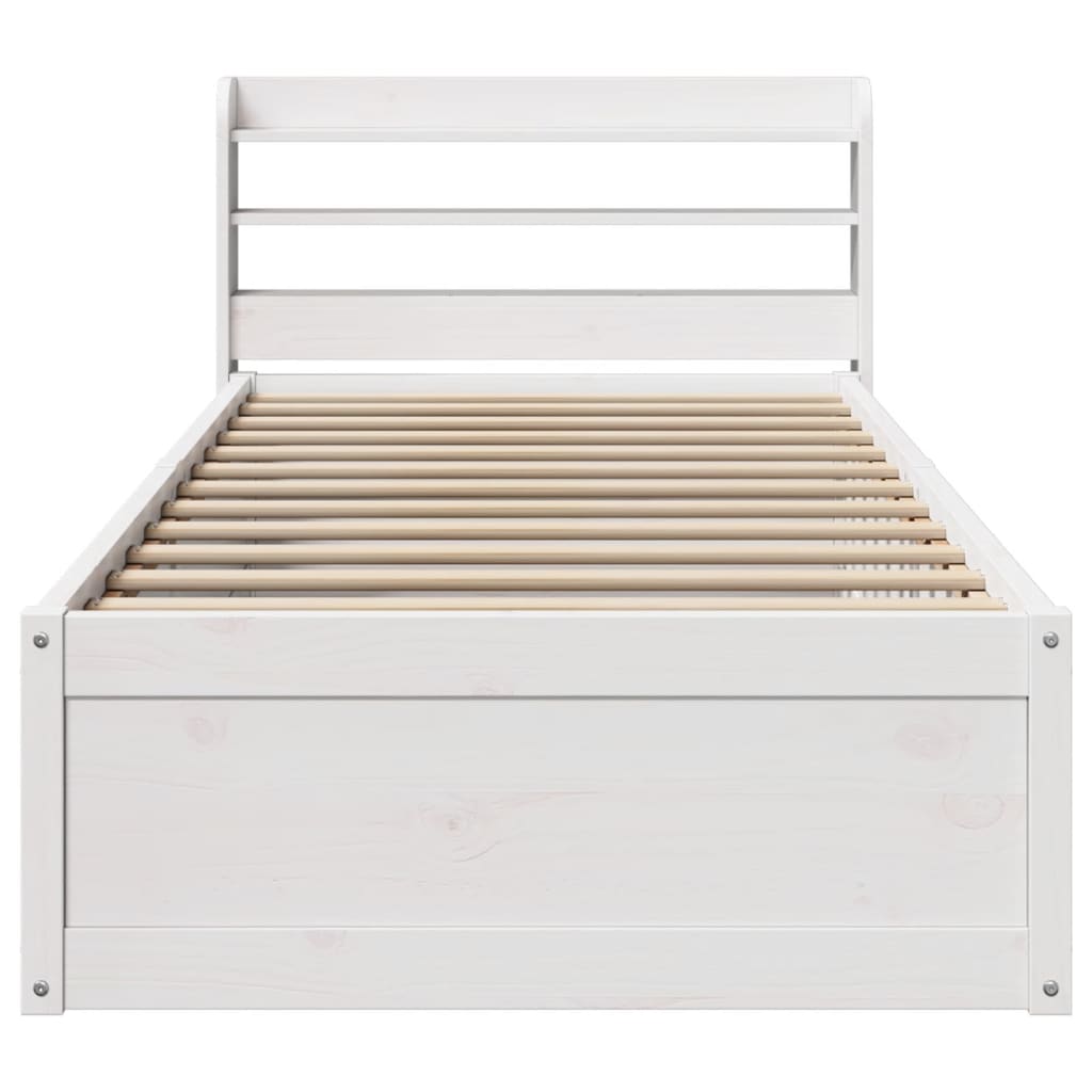 sengeramme med sengegavl 90x190 cm massivt fyrretræ hvid