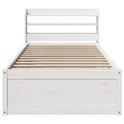 sengeramme med sengegavl 90x190 cm massivt fyrretræ hvid