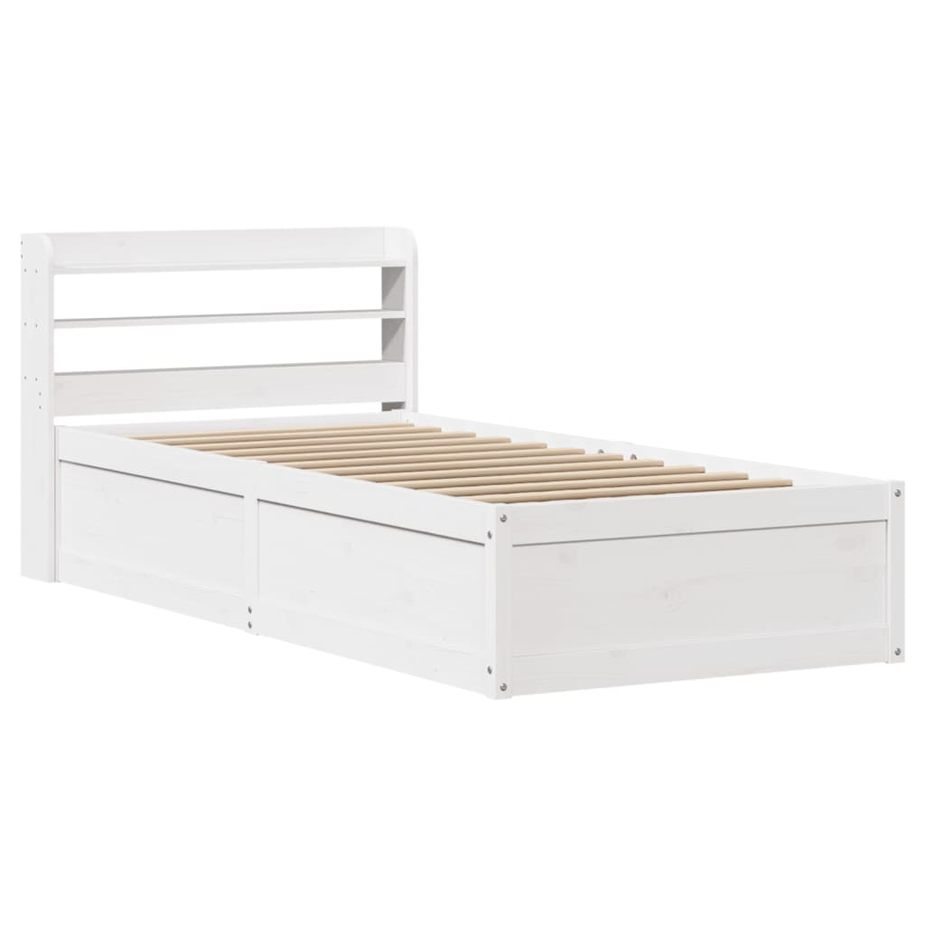 sengeramme med sengegavl 75x190 cm massivt fyrretræ hvid