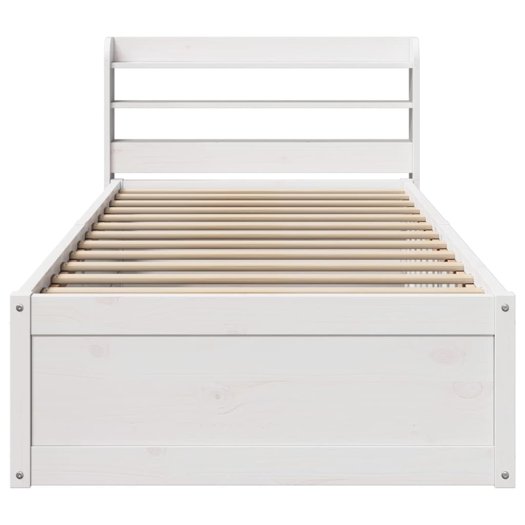 sengeramme med sengegavl 75x190 cm massivt fyrretræ hvid
