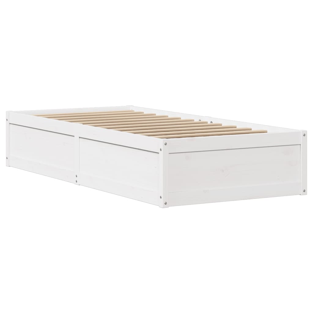 sengeramme med sengegavl 75x190 cm massivt fyrretræ hvid