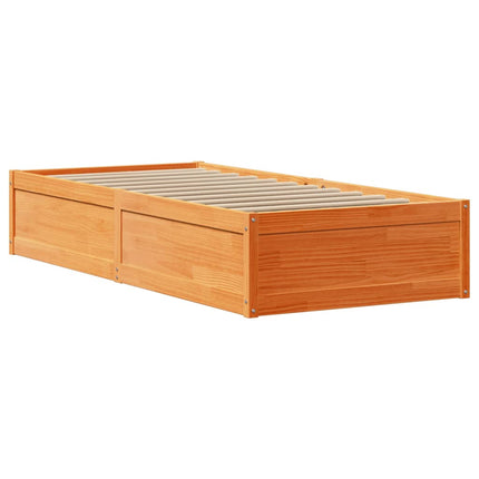 sengeramme med sengegavl 75x190 cm massivt fyrretræ gyldenbrun