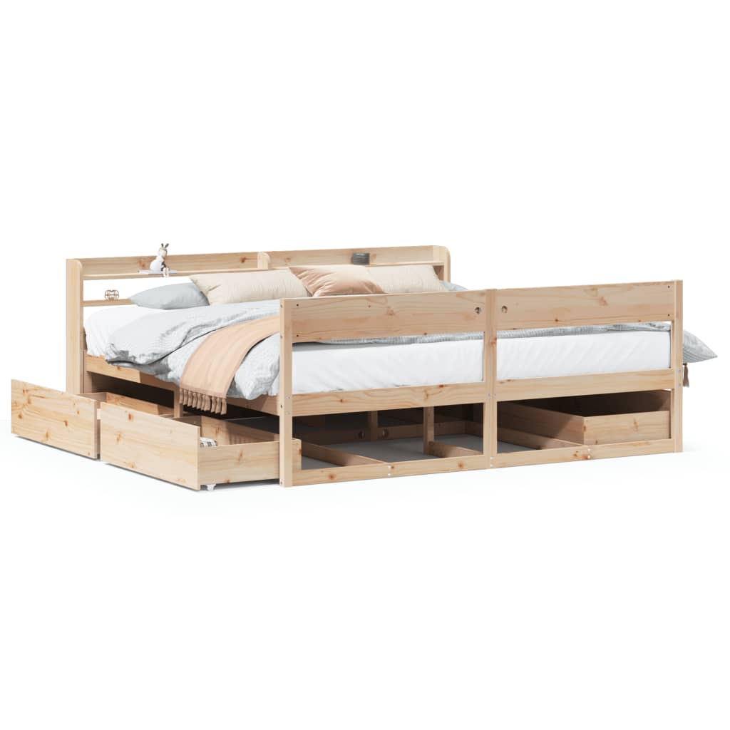 sengeramme uden madras 200x200 cm massivt fyrretræ