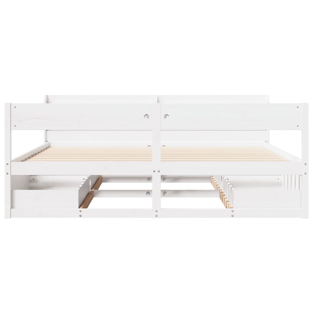 sengeramme uden madras 200x200 cm massivt fyrretræ hvid