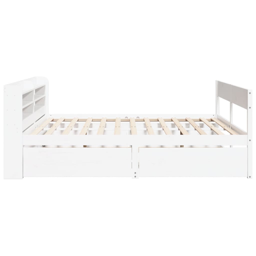 sengeramme uden madras 200x200 cm massivt fyrretræ hvid