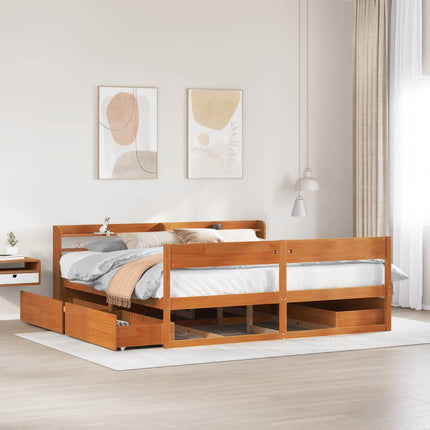 sengeramme uden madras 180x200 cm massivt fyrretræ gyldenbrun