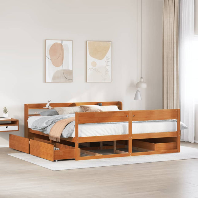 sengeramme uden madras 180x200 cm massivt fyrretræ gyldenbrun