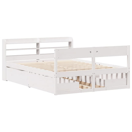 sengeramme uden madras 120x200 cm massivt fyrretræ hvid