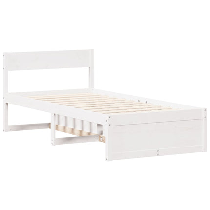 sengeramme uden madras 100x200 cm massivt fyrretræ hvid