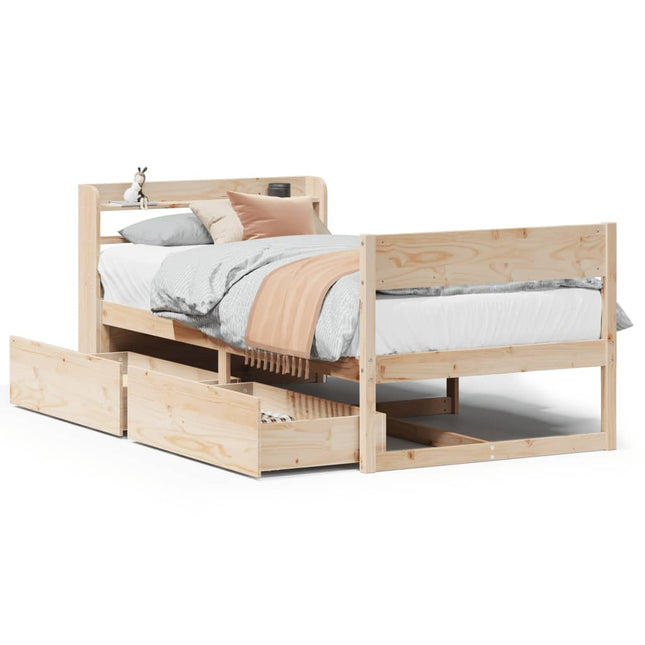 sengeramme uden madras 90x200 cm massivt fyrretræ