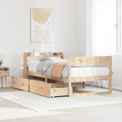 sengeramme uden madras 75x190 cm massivt fyrretræ