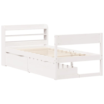 sengeramme uden madras 75x190 cm massivt fyrretræ hvid