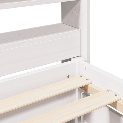 sengeramme uden madras 75x190 cm massivt fyrretræ hvid