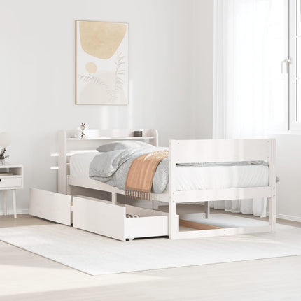 sengeramme uden madras 75x190 cm massivt fyrretræ hvid