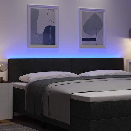 LED sengegavl med LED-lysstrimler Sort 200 cm Stof