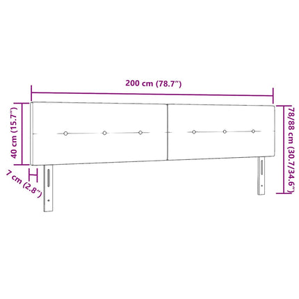 LED sengegavl med LED-lysstrimler Sort 200 cm Stof