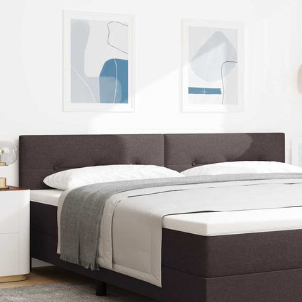 LED sengegavl med LED-lysstrimler Mørk Brun 200 cm Stof