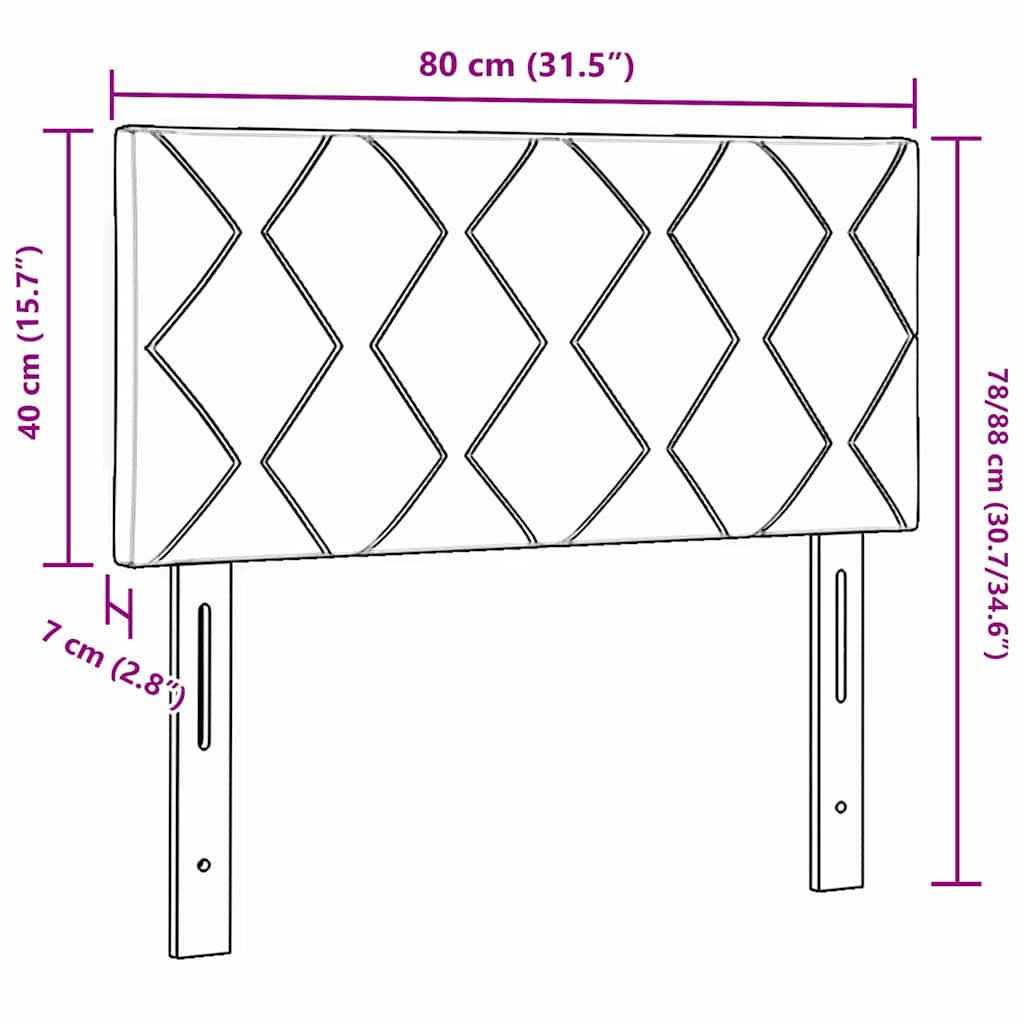 LED sengegavl Mørkegrå 80 cm Faux læder