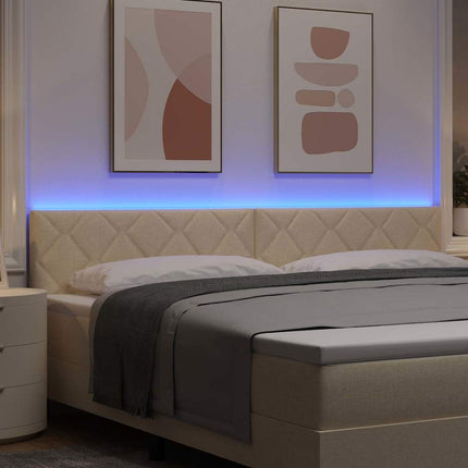 LED sengegavl Creme 200 cm Stof