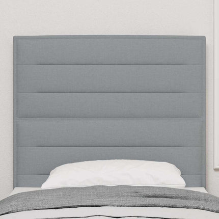 LED sengegavl med LED-lysstrimler Lysegrå 80 cm Stof