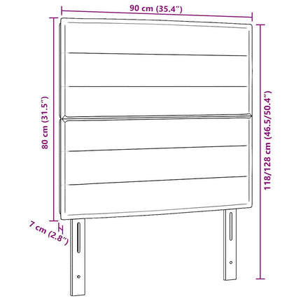 LED sengegavl med LED-lysstrimler Lysegrå 90 cm Stof