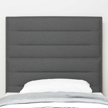 LED sengegavl med LED-lysstrimler Mørkegrå 90 cm Stof
