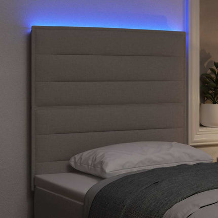 LED sengegavl Gråbrun Stof