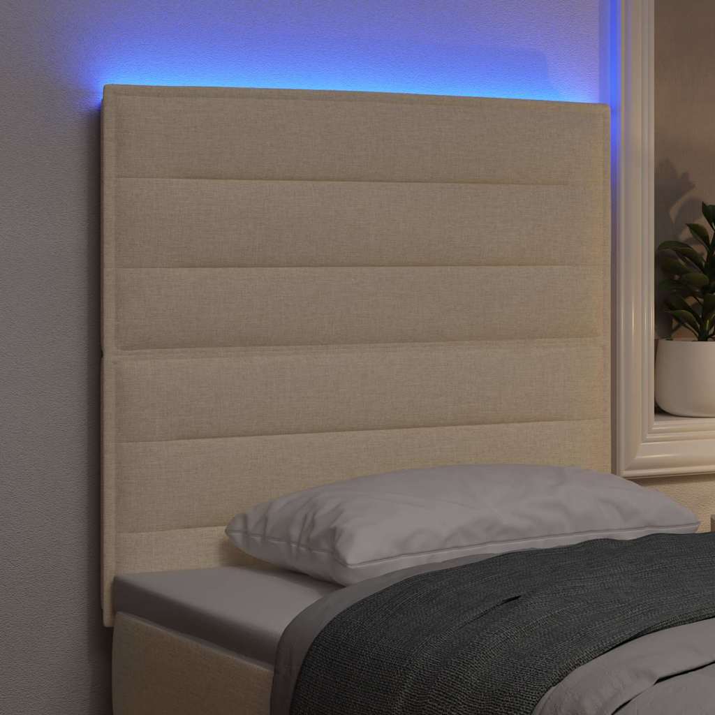 LED sengegavl med LED -strimmellys Creme 90 cm Polyester