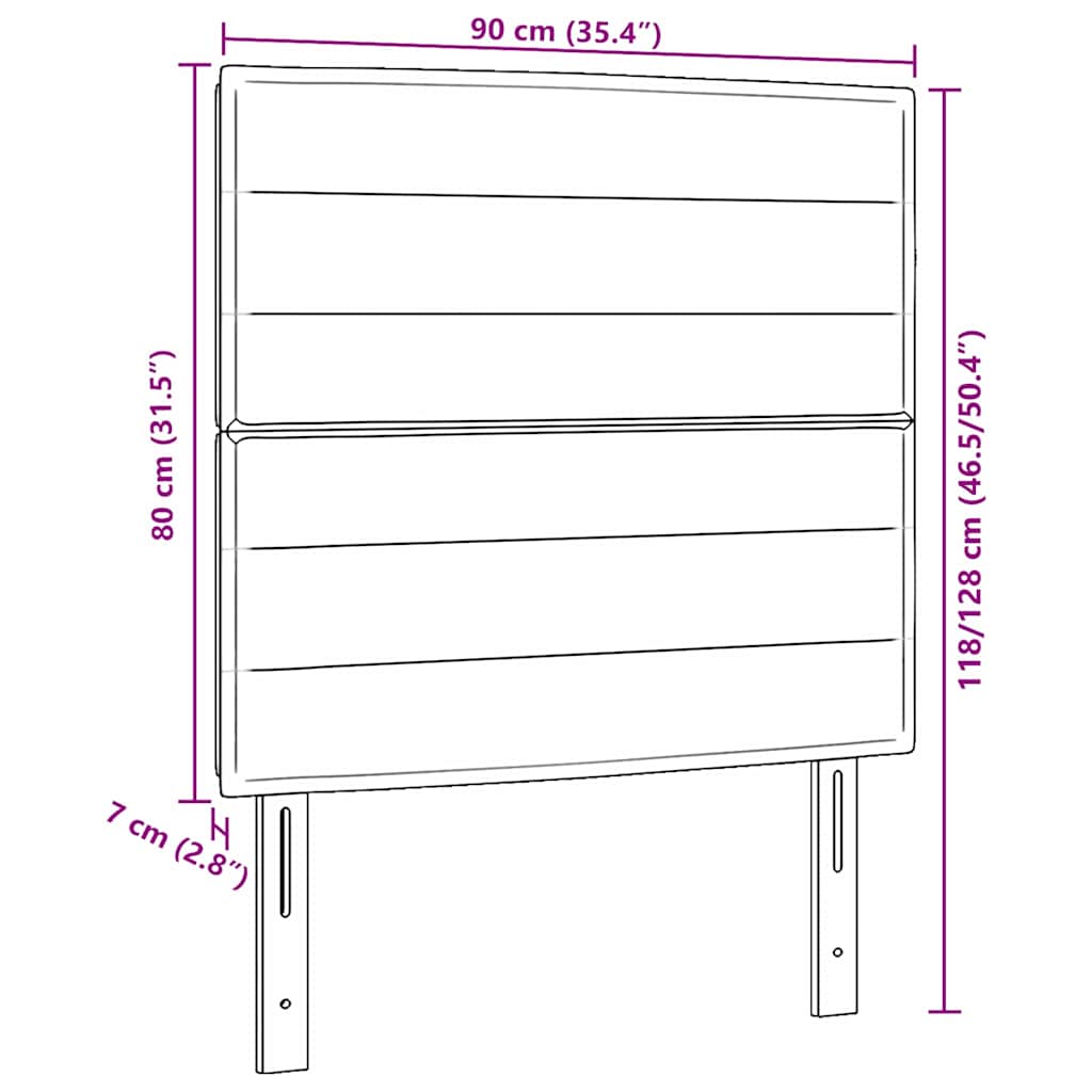 LED sengegavl med LED -strimmellys Creme 90 cm Polyester