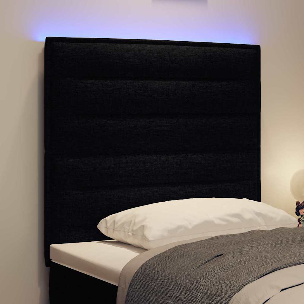 LED sengegavl med LED-lysstrimler Sort 100 cm Stof