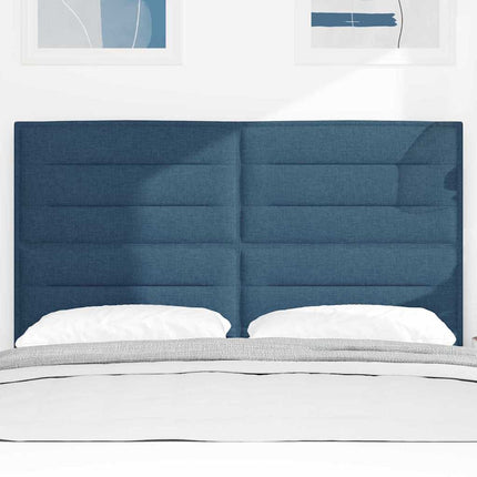 LED sengegavl med LED-lysstrimler Blå 144 cm Stof