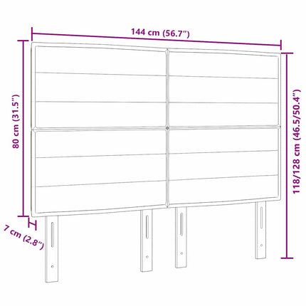 LED sengegavl med LED-lysstrimler Blå 144 cm Stof