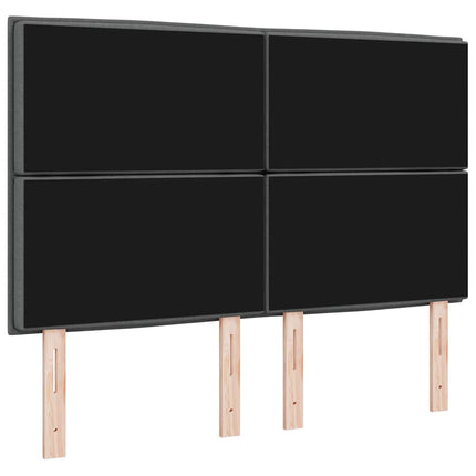 LED sengegavl med LED-lysstrimler Mørkegrå 160 cm Stof