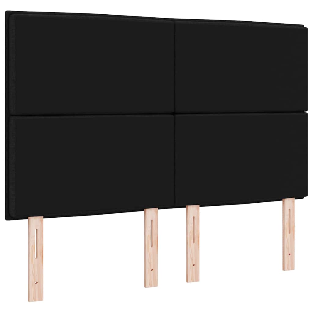 LED sengegavl med LED-lysstrimler Sort 160 cm Stof