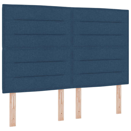 LED sengegavl med LED-lysstrimler Blå 160 cm Stof