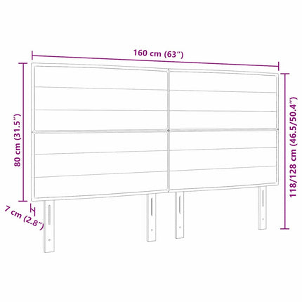 LED sengegavl med LED-lysstrimler Blå 160 cm Stof
