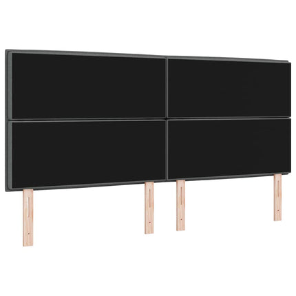 LED sengegavl med LED-lysstrimler Mørkegrå 200 cm Stof