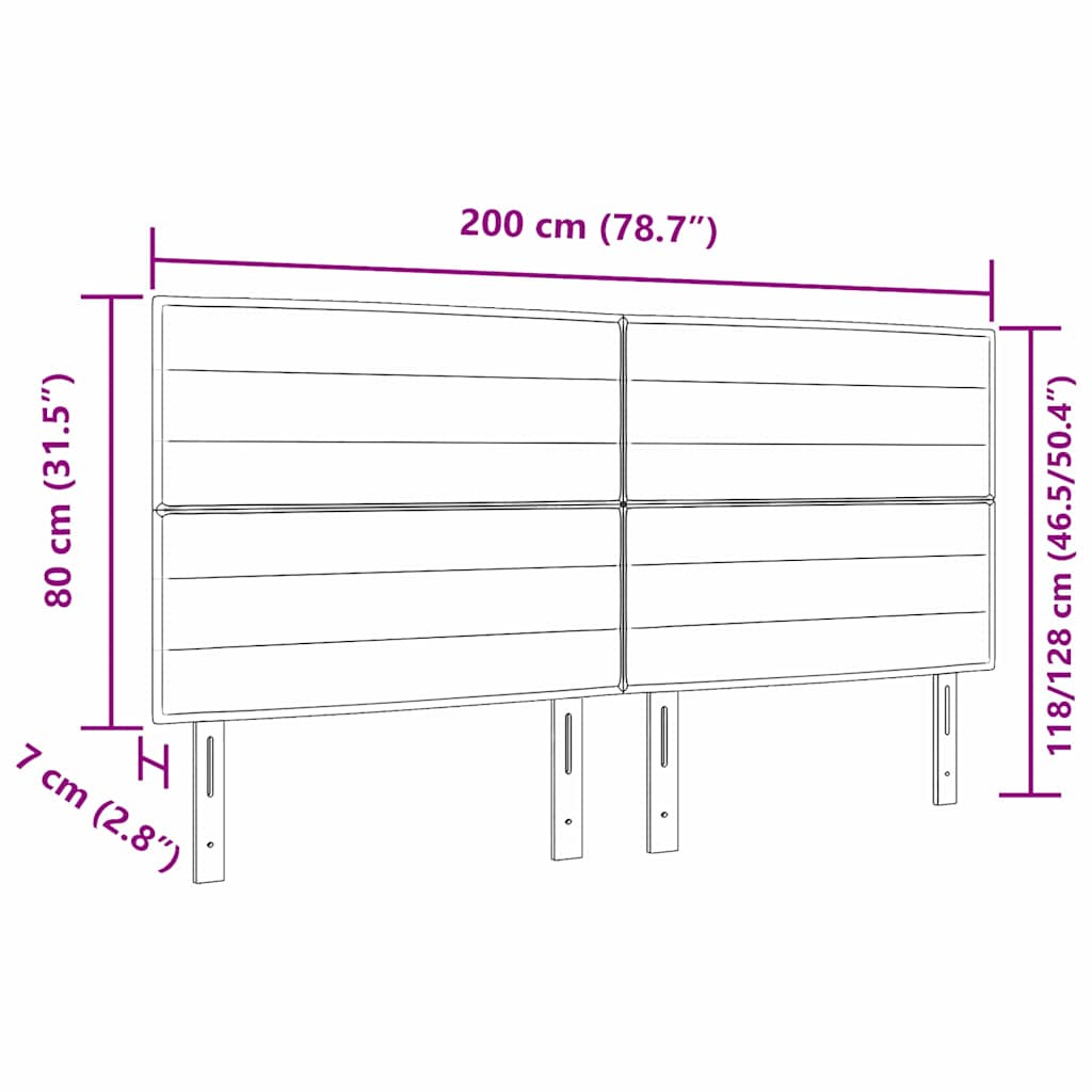 LED sengegavl med LED -strimmellys Sort 200 cm Polyester