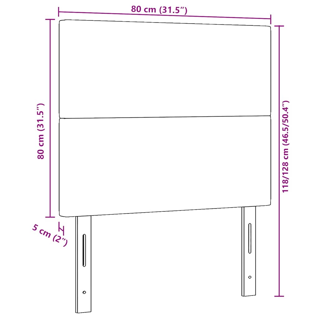 LED sengegavl med LED -strimmellys Lysegrå 80 cm Polyester