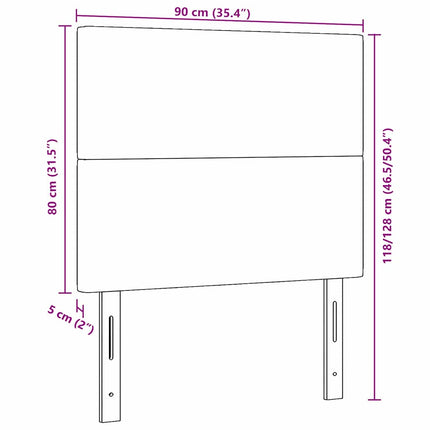 LED sengegavl med LED-lysstrimler Creme 90 cm Velourstof