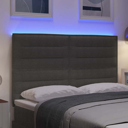 LED sengegavl med LED-lysstrimler Lysegrå 144 cm Velourstof