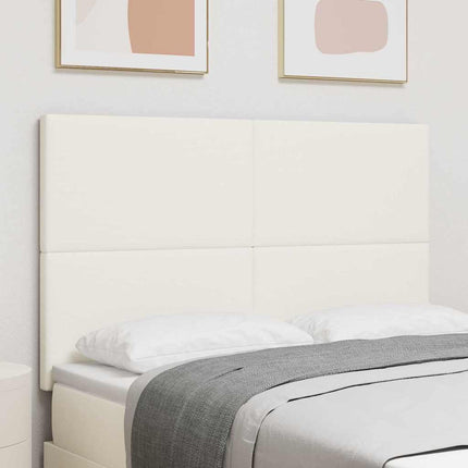 LED sengegavl med LED-lysstrimler Creme 144 cm Velourstof