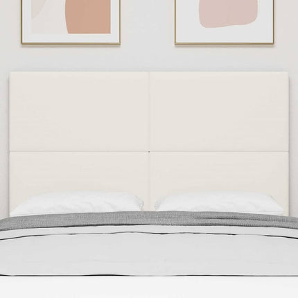LED sengegavl med LED-lysstrimler Creme 144 cm Velourstof