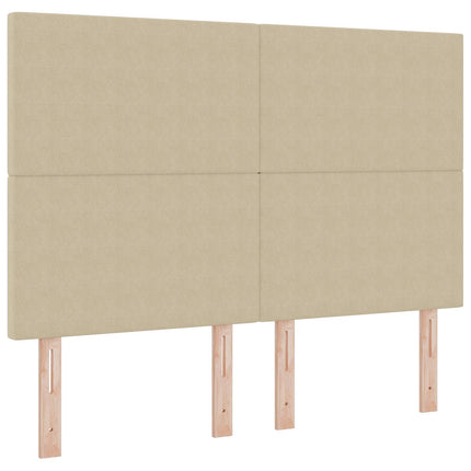 LED sengegavl med LED-lysstrimler Grågrøn 144 cm Velourstof