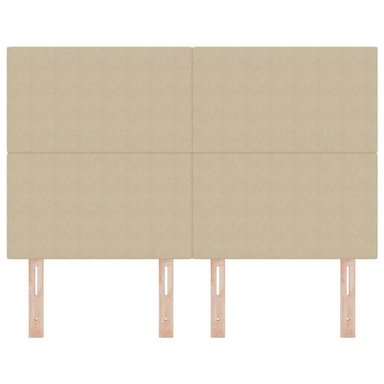 LED sengegavl med LED-lysstrimler Grågrøn 144 cm Velourstof