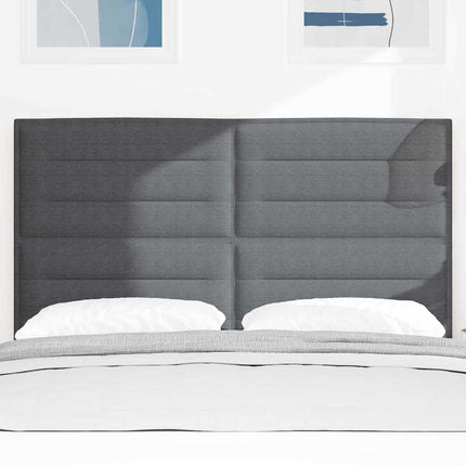 LED sengegavl med LED-lysstrimler Mørkegrå 160 cm Velourstof