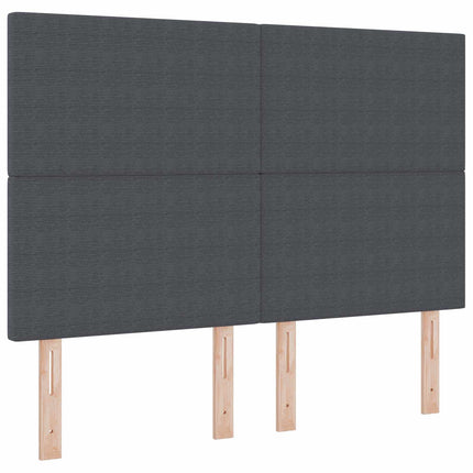 LED sengegavl med LED-lysstrimler Mørkegrå 160 cm Velourstof